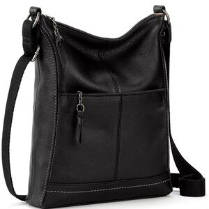 THE SAK Handbag Lucia Soft Leather Black Crossbody Multi Pockets AUTHENTIC NWT